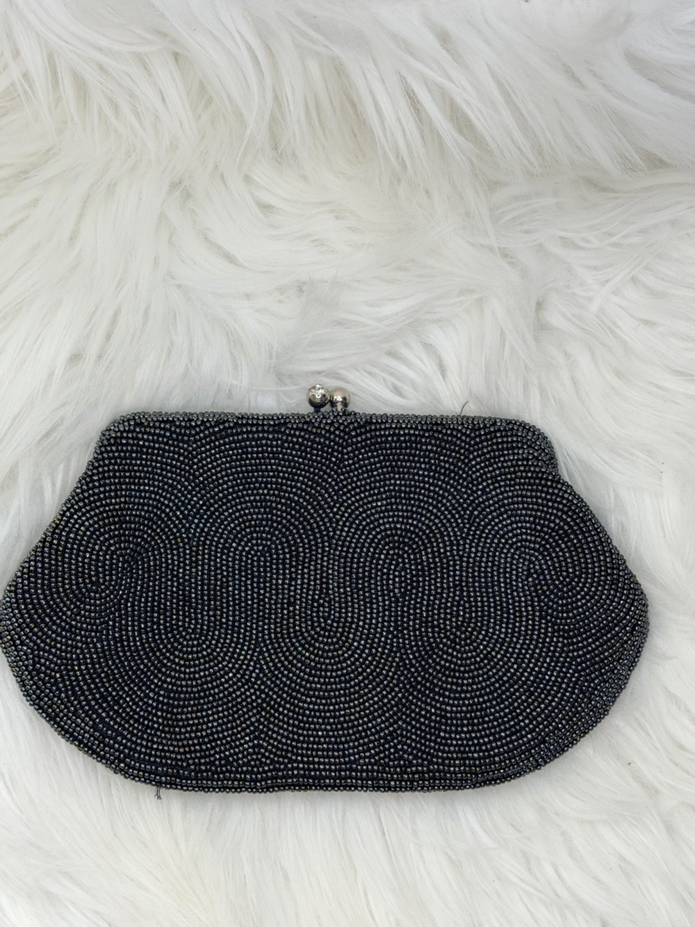 Vintage Beaded Evening Clutch - Black